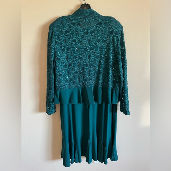 R & M Richards Emerald Green Sleeveless Dress with Jacket.  Size 14.  Never worn - Picture 2 of 10